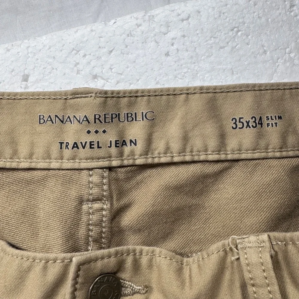 Banana Republic Travel Jean Mens 35x34 Slim Fit Khaki Tan Stretch Pants 5-Pocket